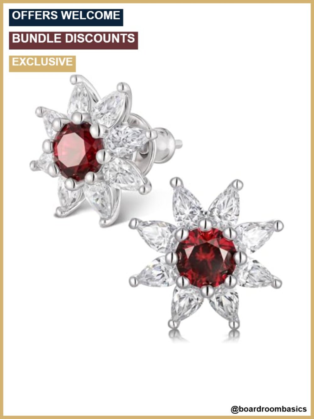 5A CZ Flower Stud Earrings with Simulated Sapphire Emerald Ruby